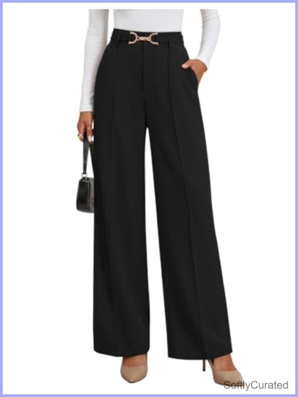 Wide Leg Dress Pants Business Casual Trousers with Pockets